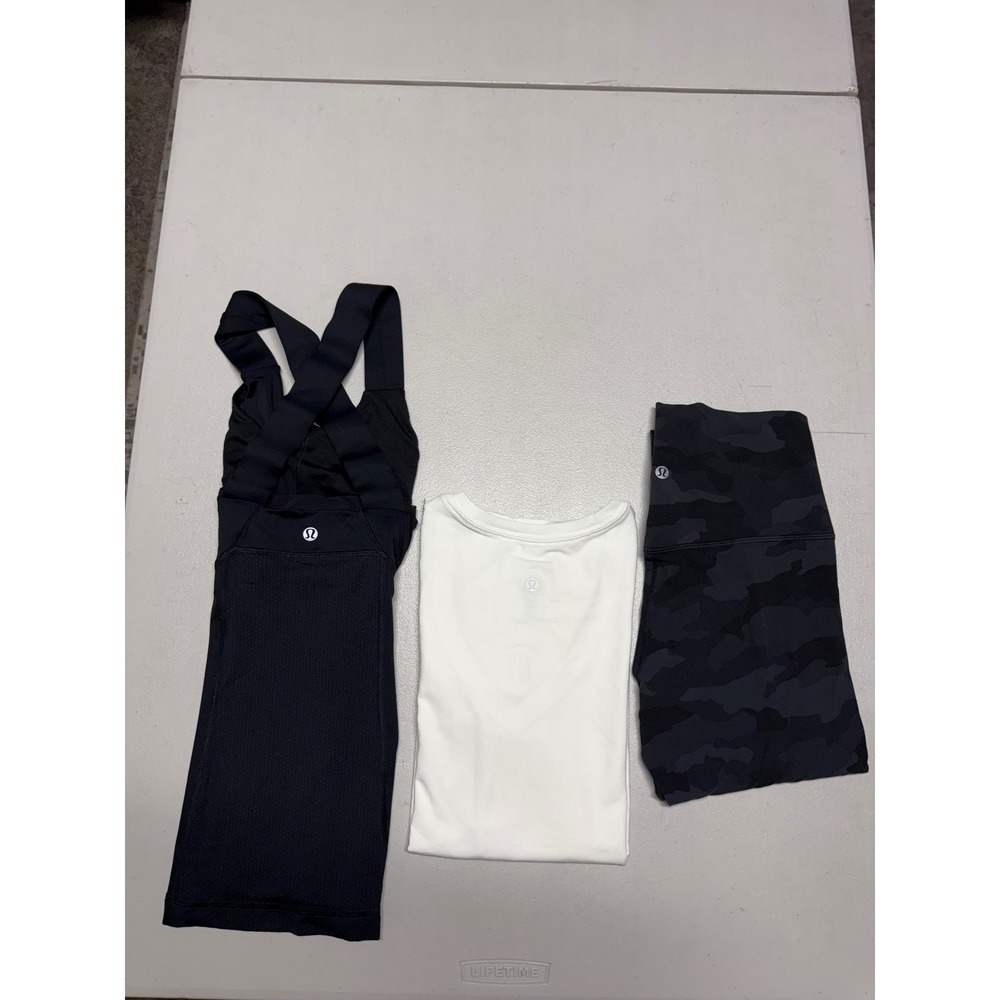 LULULEMON WOMENS BUNDLE LOT OF THREE TOP AND LEGGINGS SIZE 6TALL AND SIZE 8